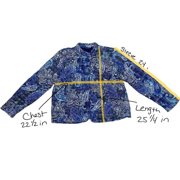 Gloria Vanderbilt Casuals XL Quilted Button Up Quilted Jacket Blue Paisley - Picture 2 of 11